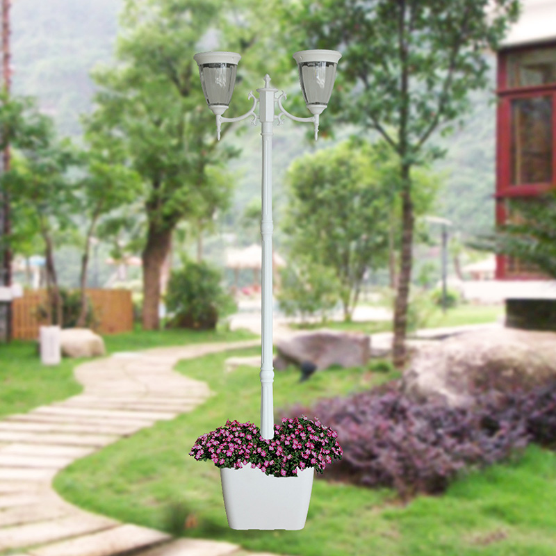 ZD-19002 Bright 2 Head Solar Post Lamp, Outdoor Lighting