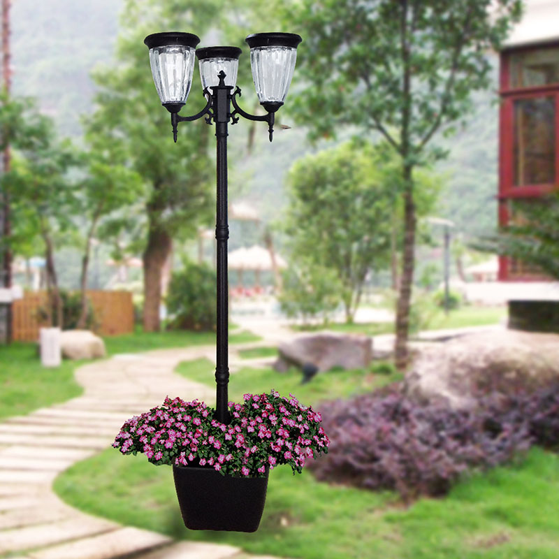 ZD-7001 3-Head Solar Post Lamp, Outdoor Lighting