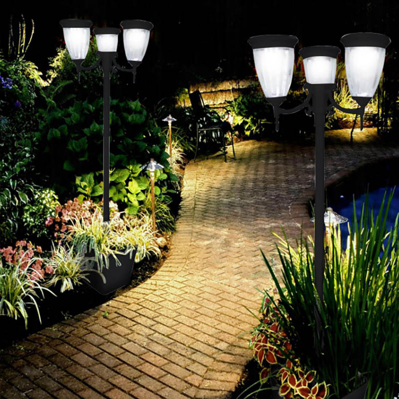 ZD-7001 3-Head Solar Post Lamp, Outdoor Lighting